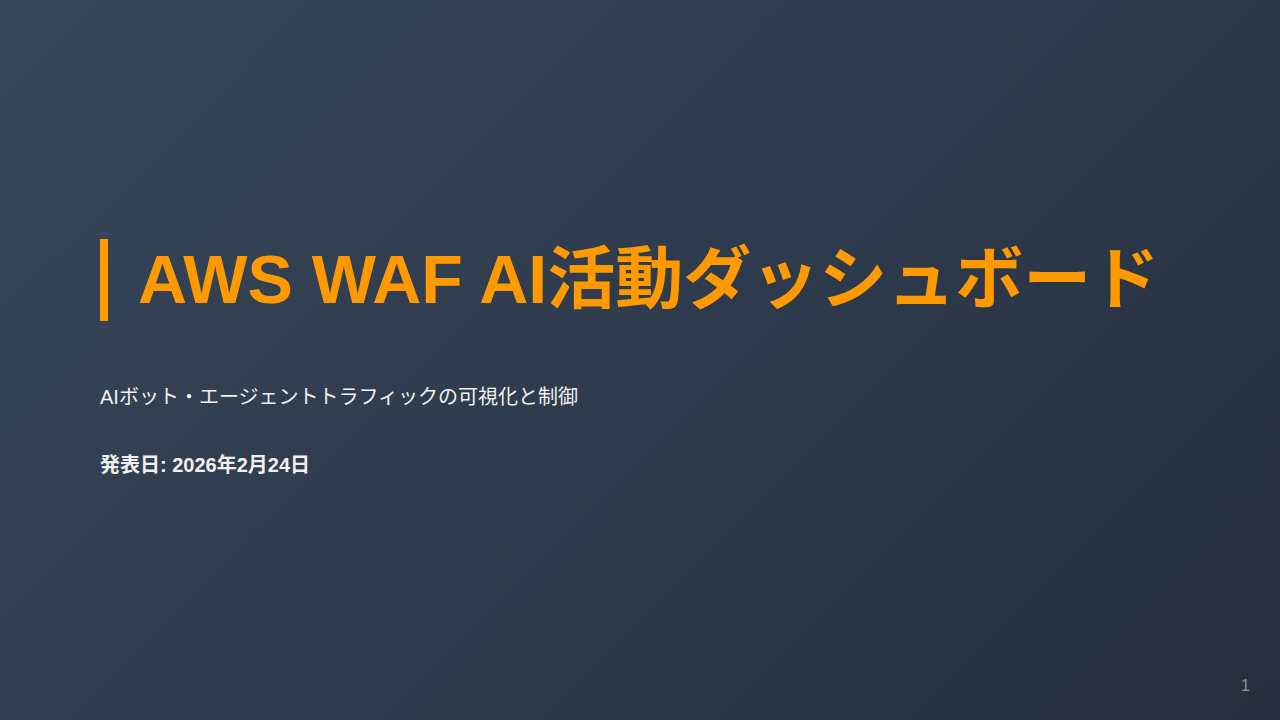AWS WAF AI活動ダッシュボード のサムネイル