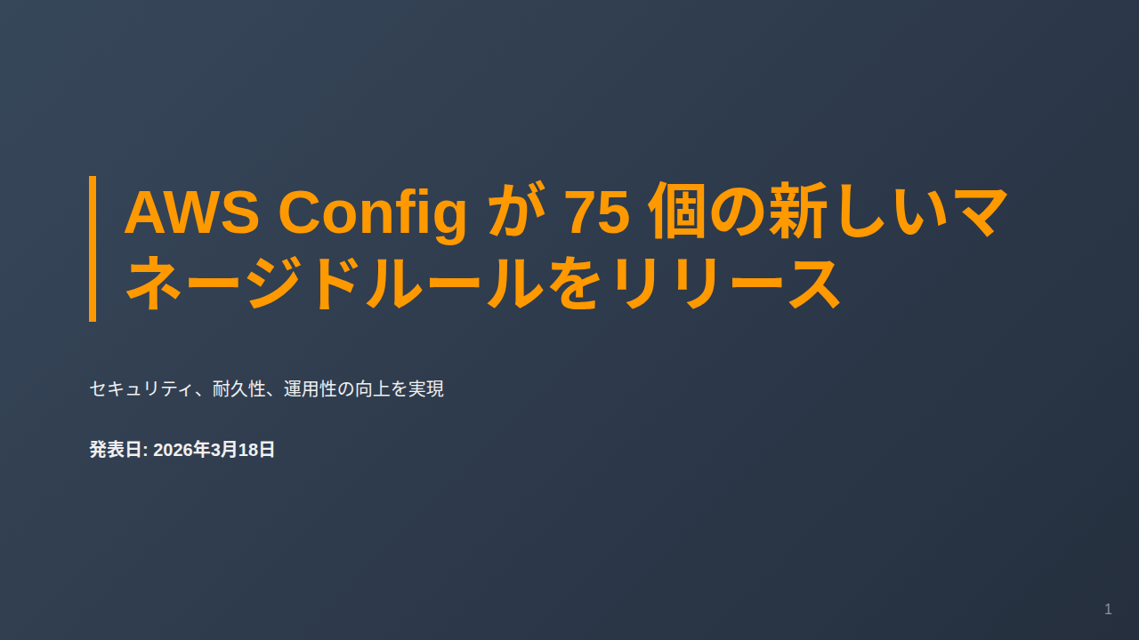 AWS Config が 75 個の新しいマネージドルールをリリース のサムネイル