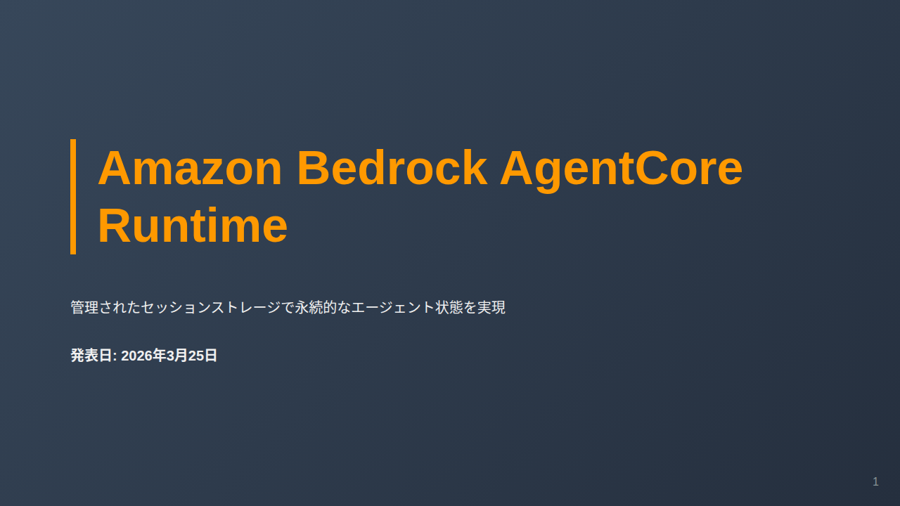 Amazon Bedrock AgentCore Runtime のサムネイル