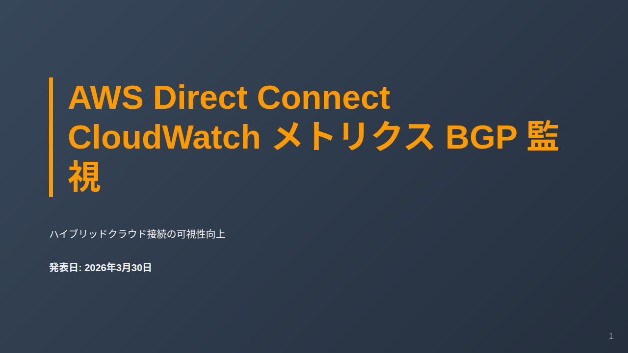 AWS Direct Connect CloudWatch メトリクス BGP 監視 のサムネイル