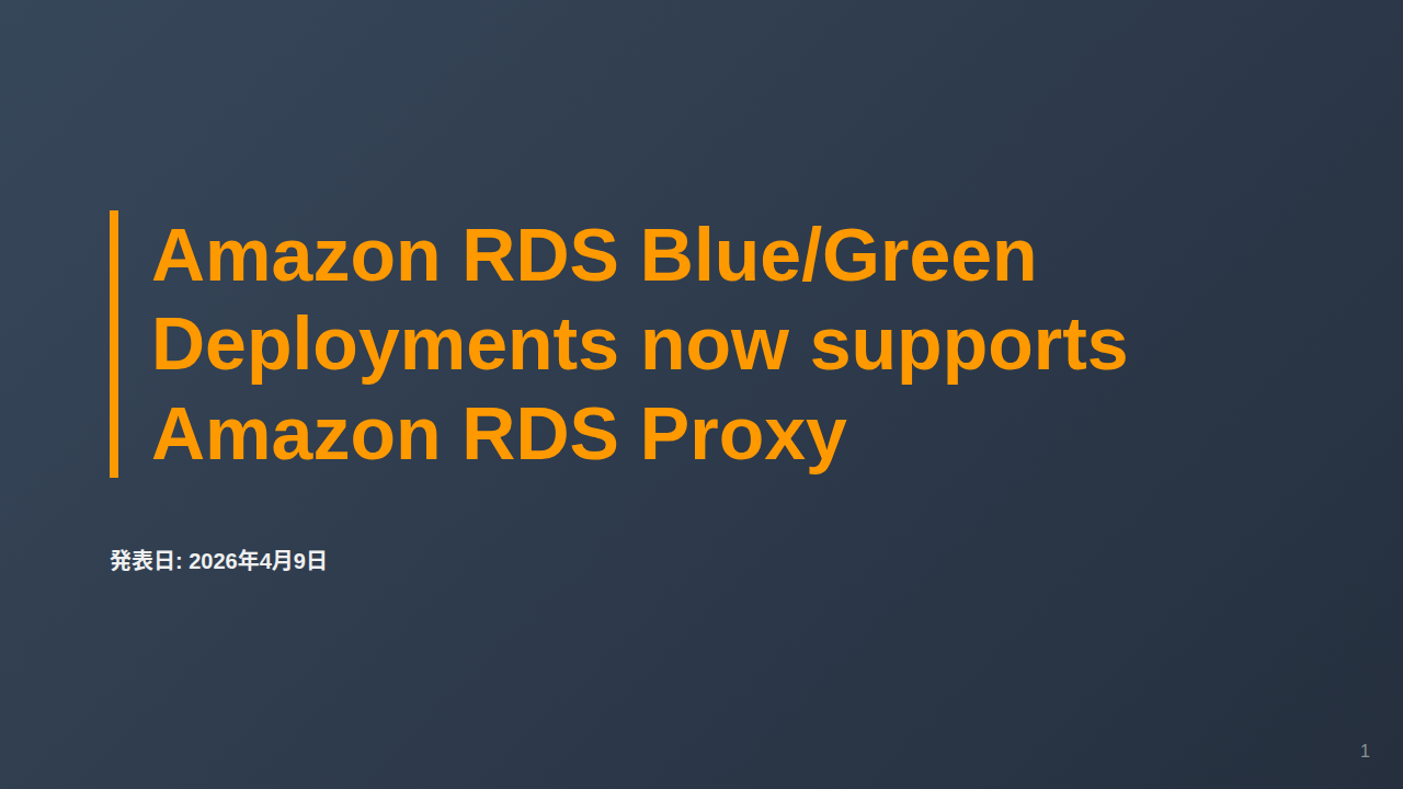 Amazon RDS Blue/Green Deployments now supports Amazon RDS Proxy のサムネイル