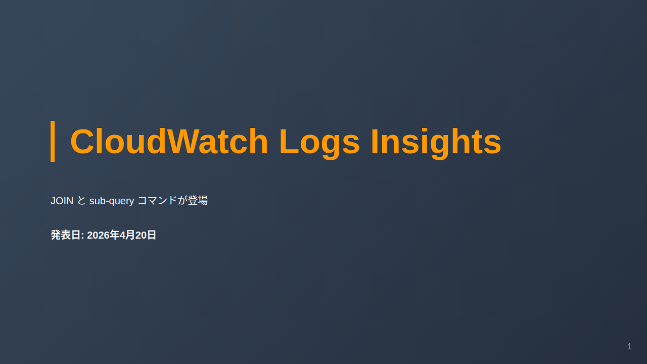 CloudWatch Logs Insights のサムネイル