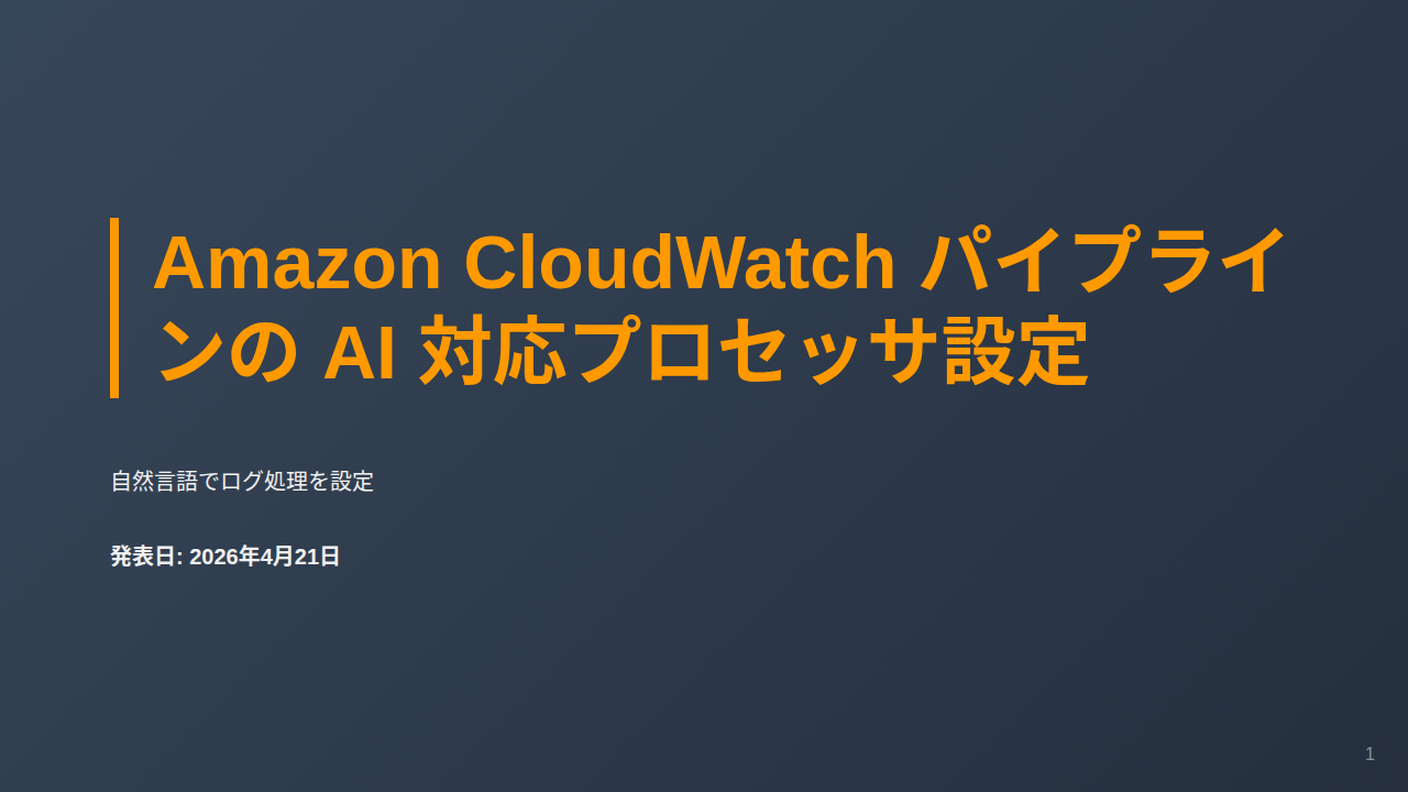 Amazon CloudWatch パイプラインの AI 対応プロセッサ設定 のサムネイル