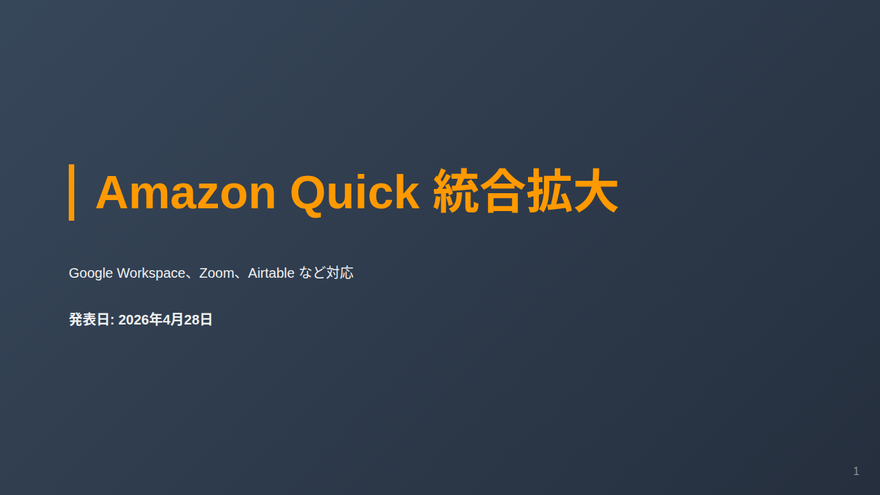 Amazon Quick 統合拡大 のサムネイル