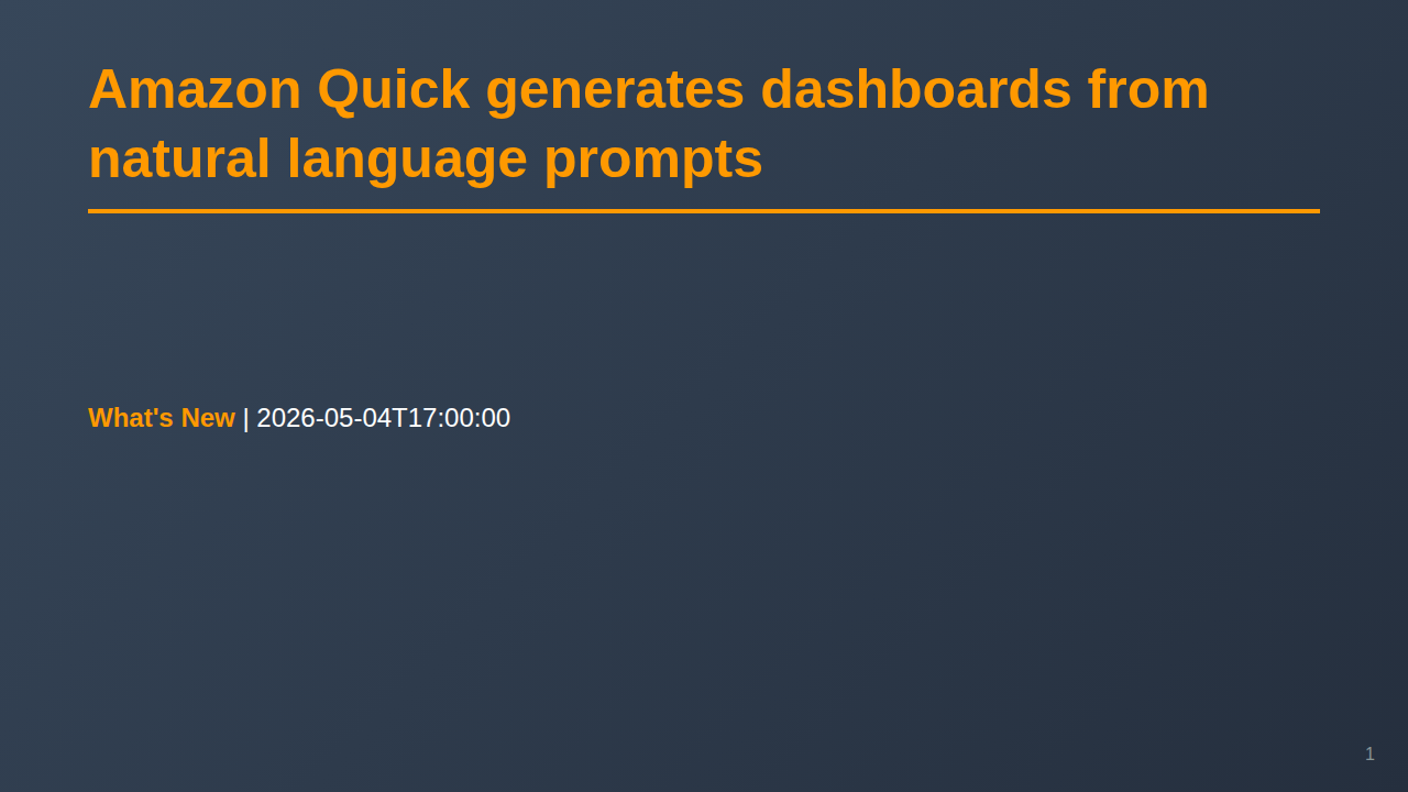 Amazon Quick generates dashboards from natural language prompts のサムネイル