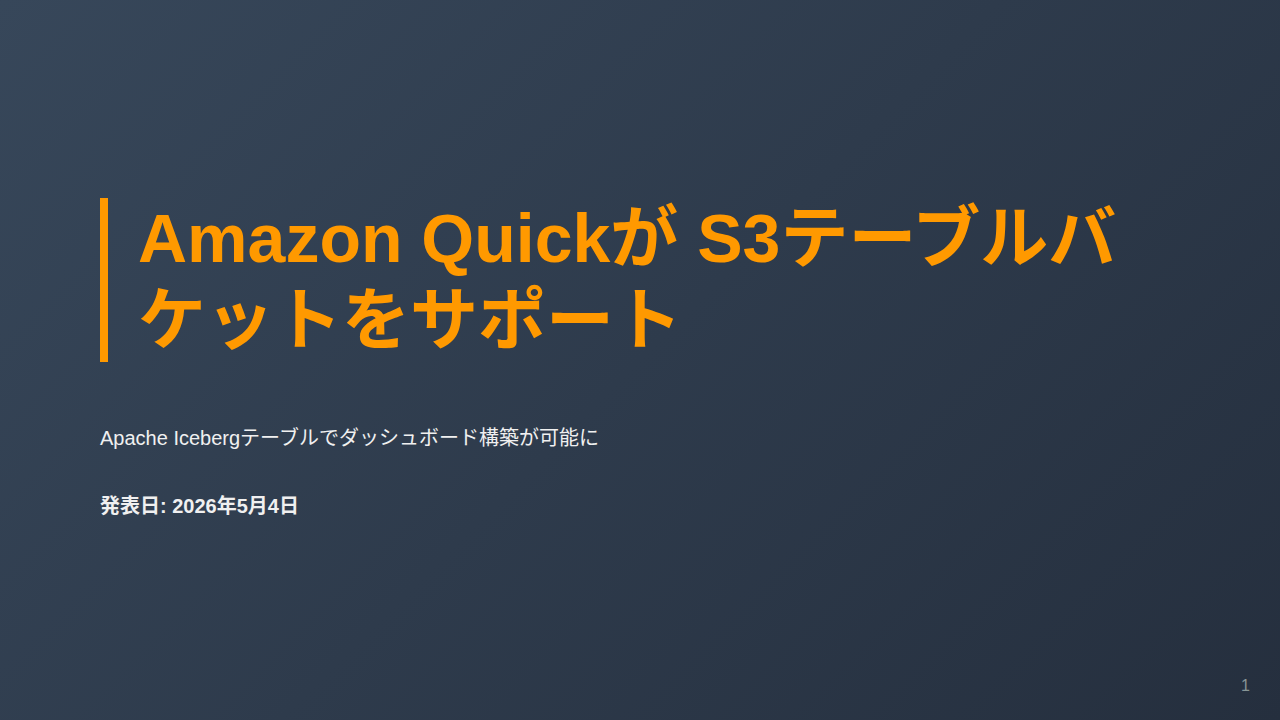 Amazon Quickが S3テーブルバケットをサポート のサムネイル