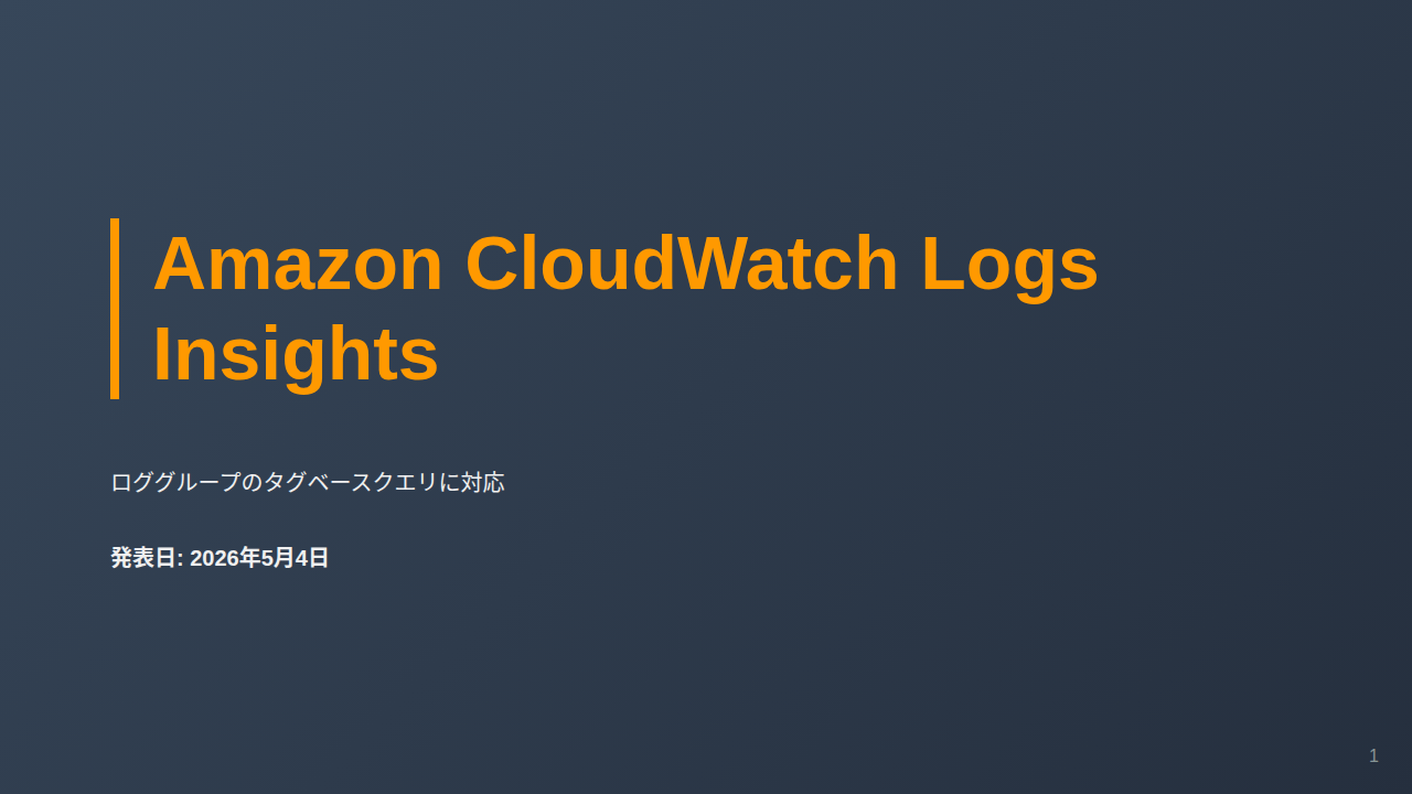 Amazon CloudWatch Logs Insights のサムネイル