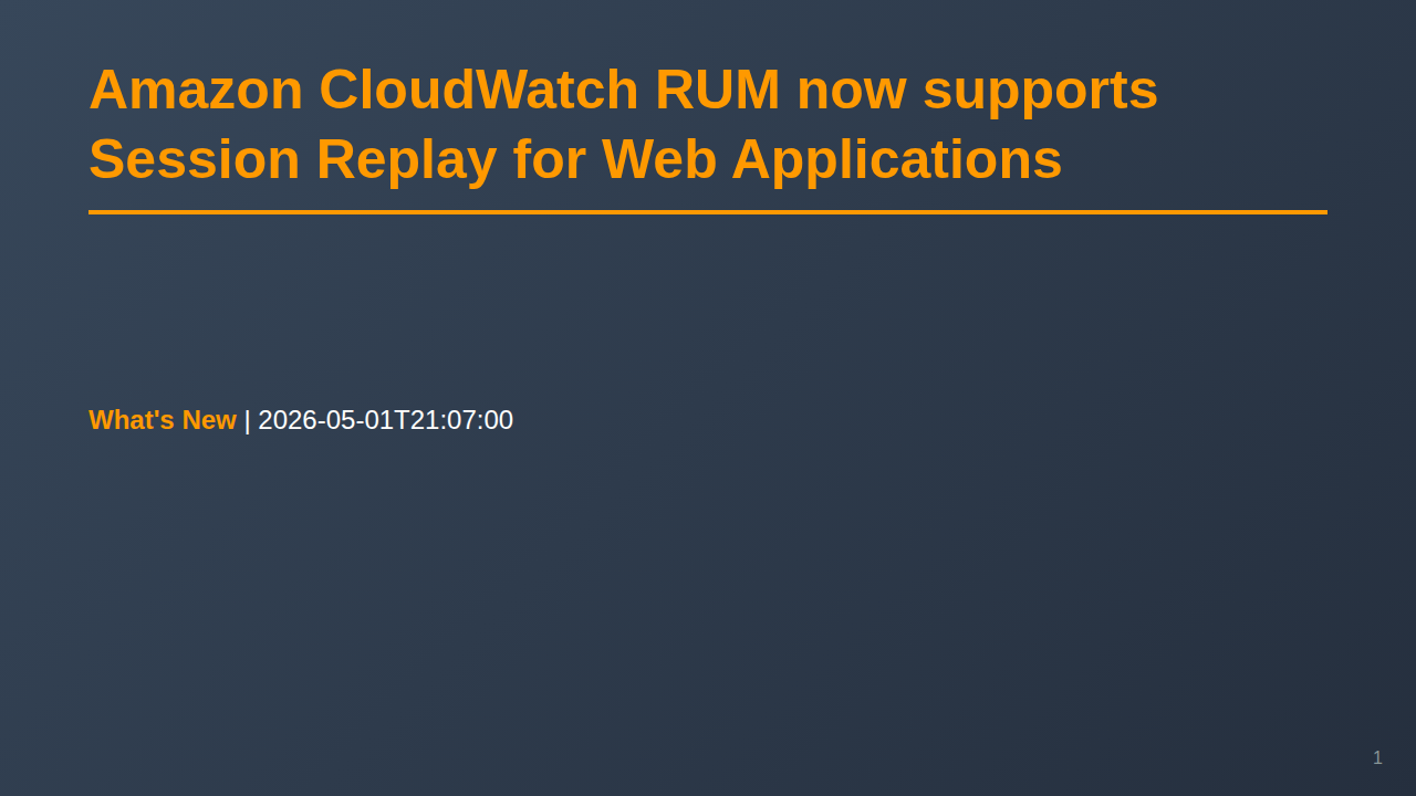 Amazon CloudWatch RUM now supports Session Replay for Web Applications のサムネイル