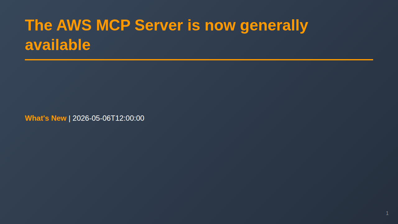 The AWS MCP Server is now generally available のサムネイル