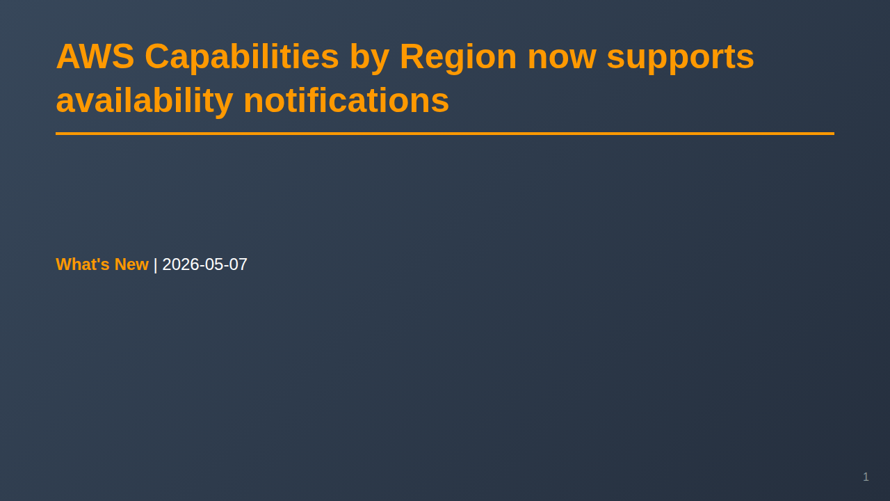 AWS Capabilities by Region now supports availability notifications のサムネイル