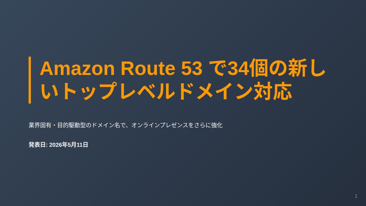 Amazon Route 53 で34個の新しいトップレベルドメイン対応 のサムネイル