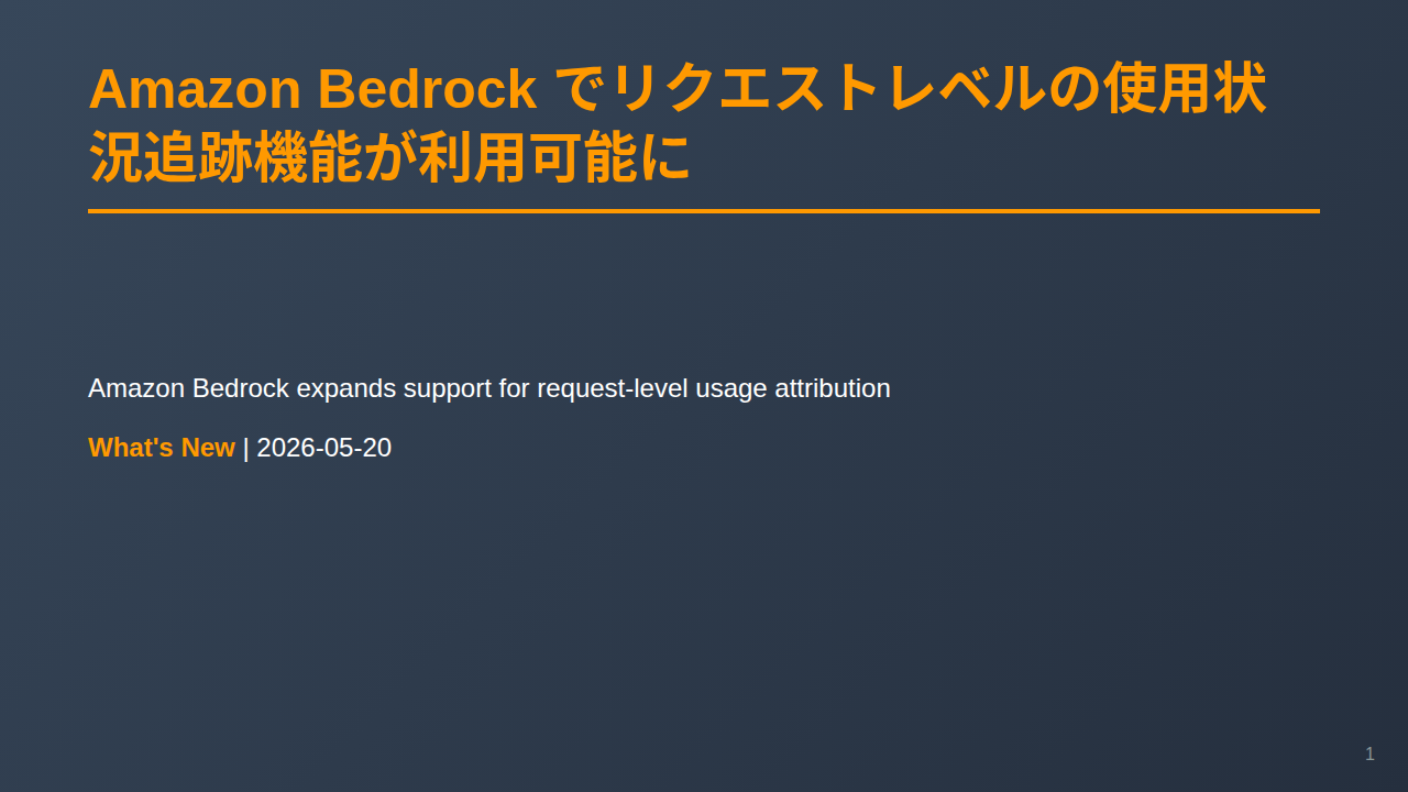 Amazon Bedrock でリクエストレベルの使用状況追跡機能が利用可能に のサムネイル